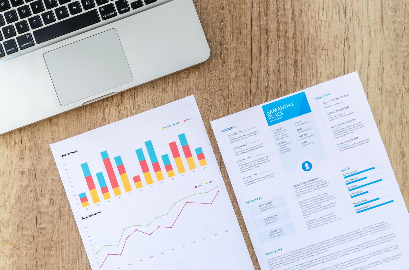 Análisis de datos e informe en una computadora portátil